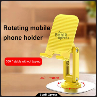 Picture of 360° Rotatable Adjustable Folding Desktop Phone & Tablet Holder Metal Base Smartphone Stand (Black & Yellow) - new mobile stand