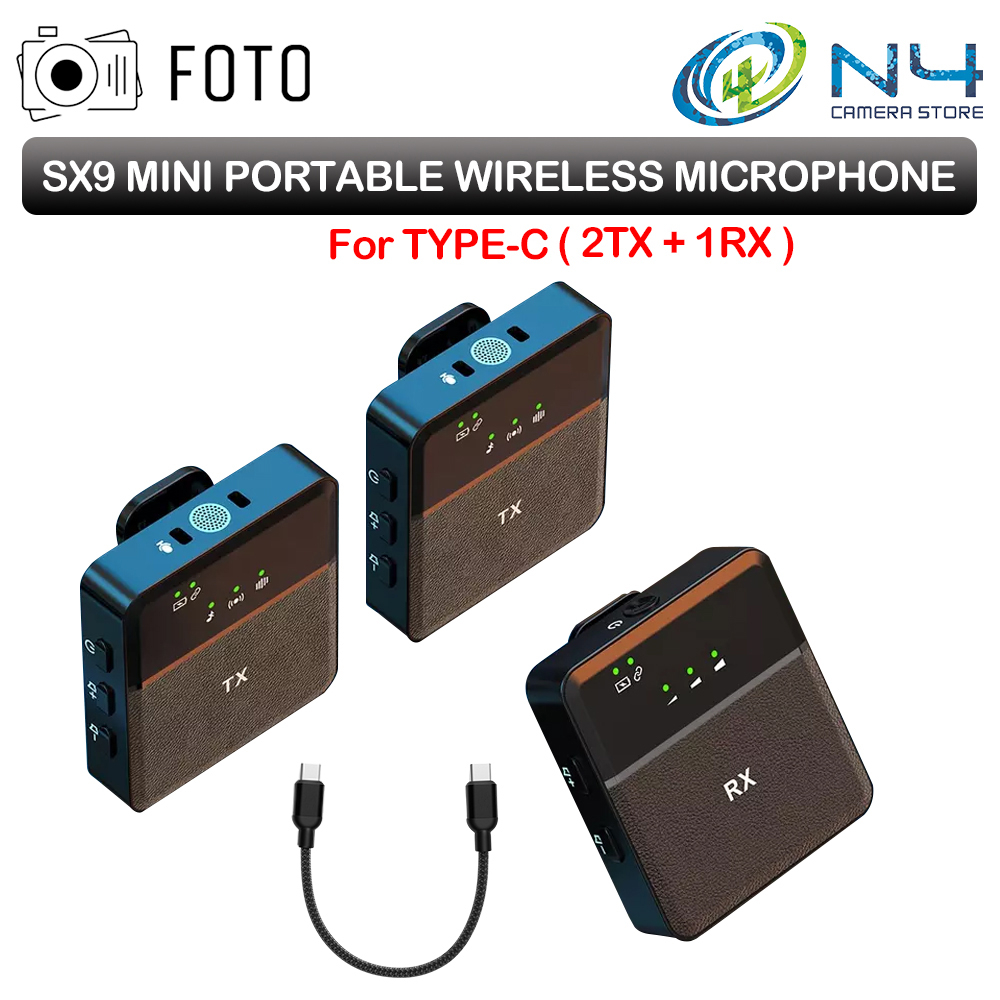 Picture of Professional 3 In 1 SX9 Wireless Microphone for Type C & 3.5 Interface Recording Mircophone Smart Noise Cancelling Mini Portable Mic on Live Streaming - Black