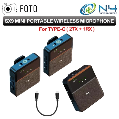 Picture of Professional 3 In 1 SX9 Wireless Microphone for Type C & 3.5 Interface Recording Mircophone Smart Noise Cancelling Mini Portable Mic on Live Streaming - Black