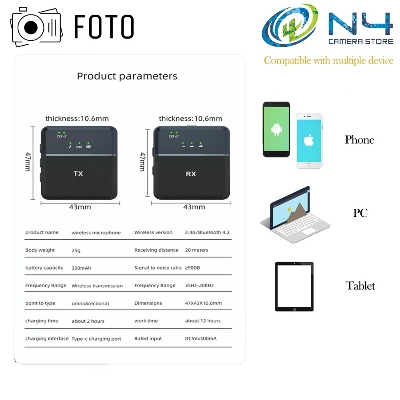 Picture of Professional 3 In 1 SX9 Wireless Microphone for Type C & 3.5 Interface Recording Mircophone Smart Noise Cancelling Mini Portable Mic on Live Streaming - Black