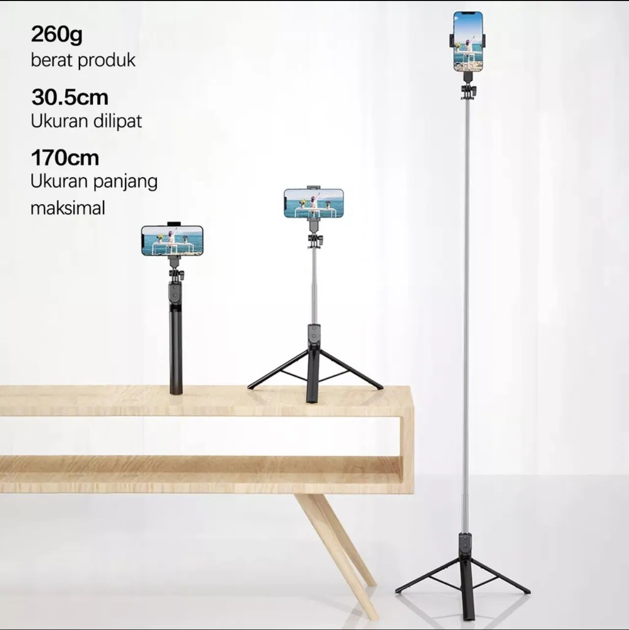 Picture of NeePho P170S Tripod 5.6 feet LED Light Selfie Stick Extendable with Bluetooth Multifunction Remote Shutter