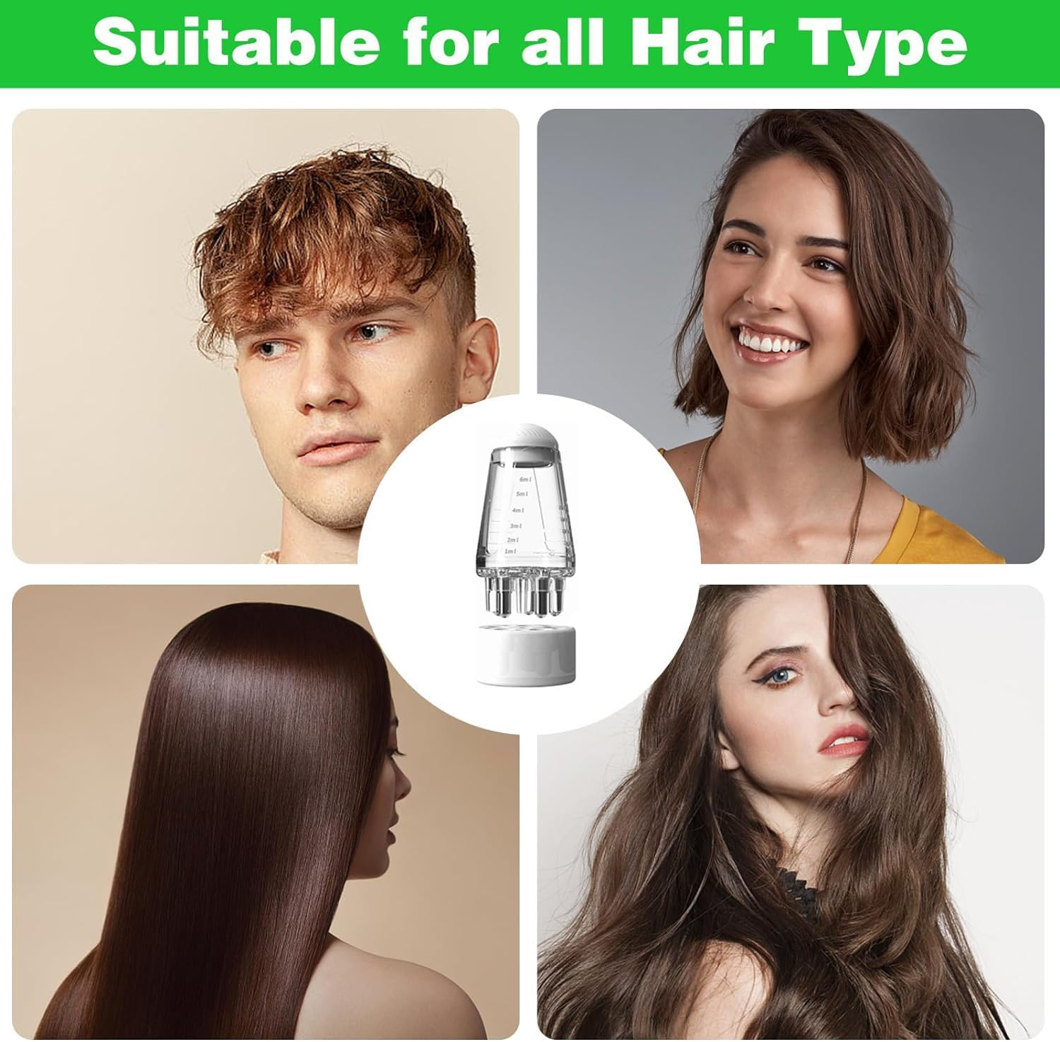 Picture of Medical Grade Minoxidil & Scalp Oil Applicator - Scalp Applicator Comb and Hair Oil Bottle - Ball Root Massager for Hair Growth - Essential Oil Brush for Head Fluid