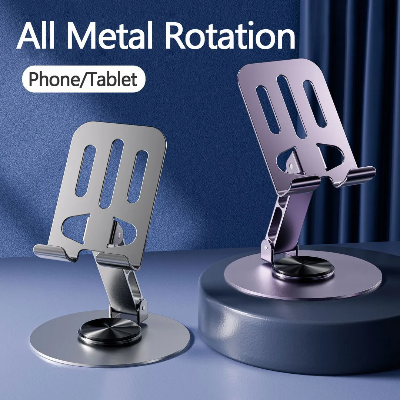 Picture of 360° Rotating Full Metal Phone & Tablet Stand – Aluminum Alloy Adjustable Desktop Holder for Mobile Devices
