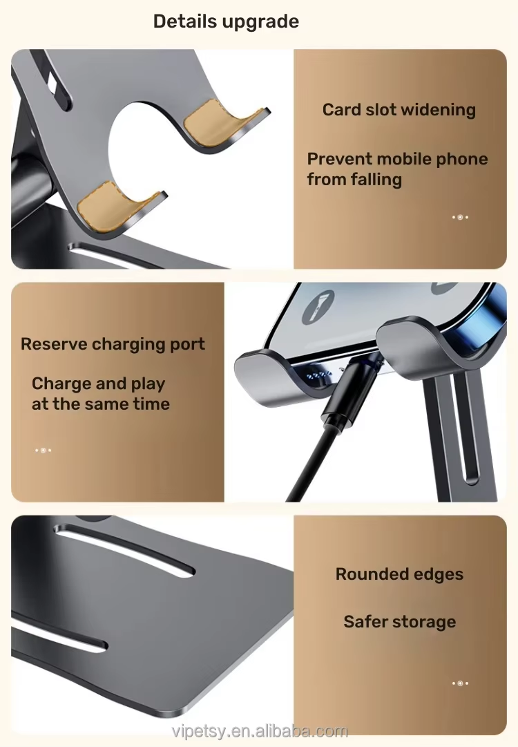 Picture of Z6 Premium Full Metal Phone & Tablet Stand – Heavy Duty Non-Slip Adjustable Holder for Desk, Office & Home Use - Premium Mobile stand Holder by Cyber Mart