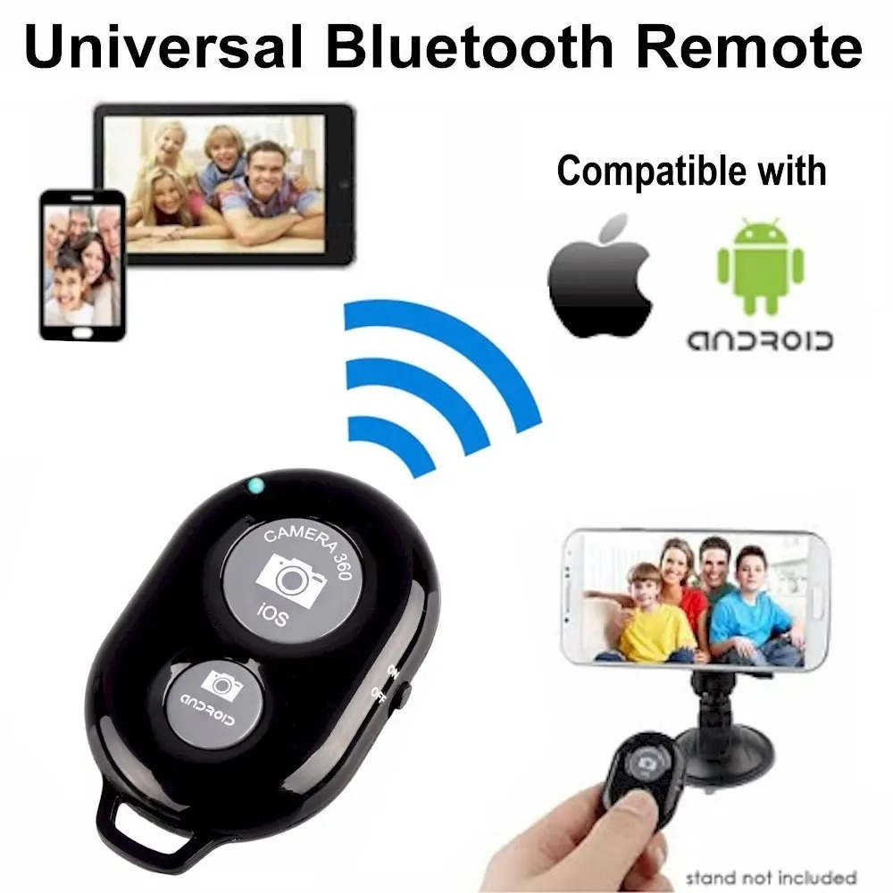 Picture of Wireless Bluetooth Remote Control Camera Shutter for iPhone iPad Android Phones - Tripod Phone Camera Controller Remote