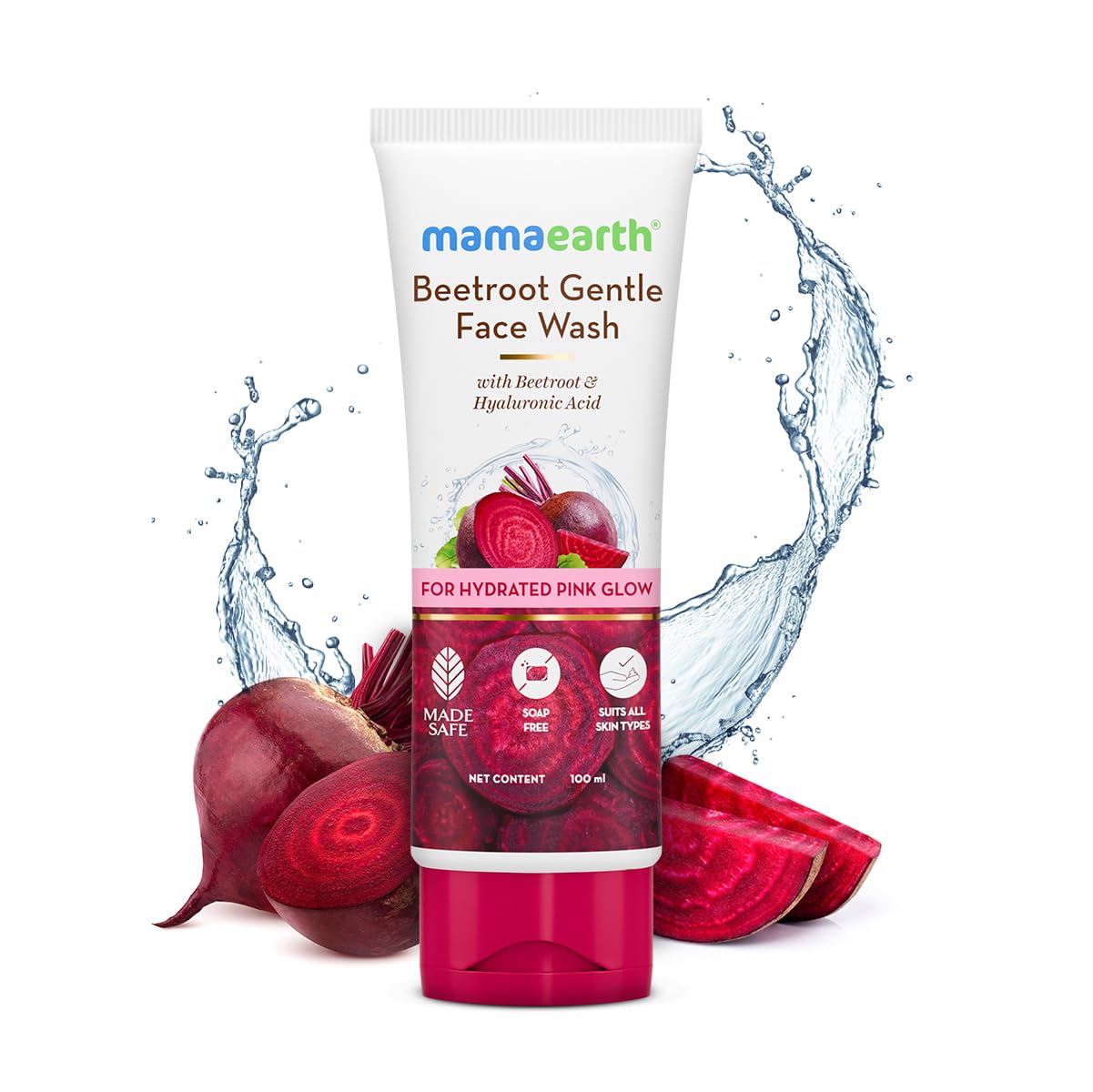 Picture of Mamaearth Beetroot Gentle Face Wash&Hyaluronic Acid For Hydrated Pink Glow -100Ml|Gently Cleanses|Hydrates&Soothes Skin|Soap - Free|Non-Irritant|Safe For Skin|Hydrating Gentle Face Wash|Non-Drying