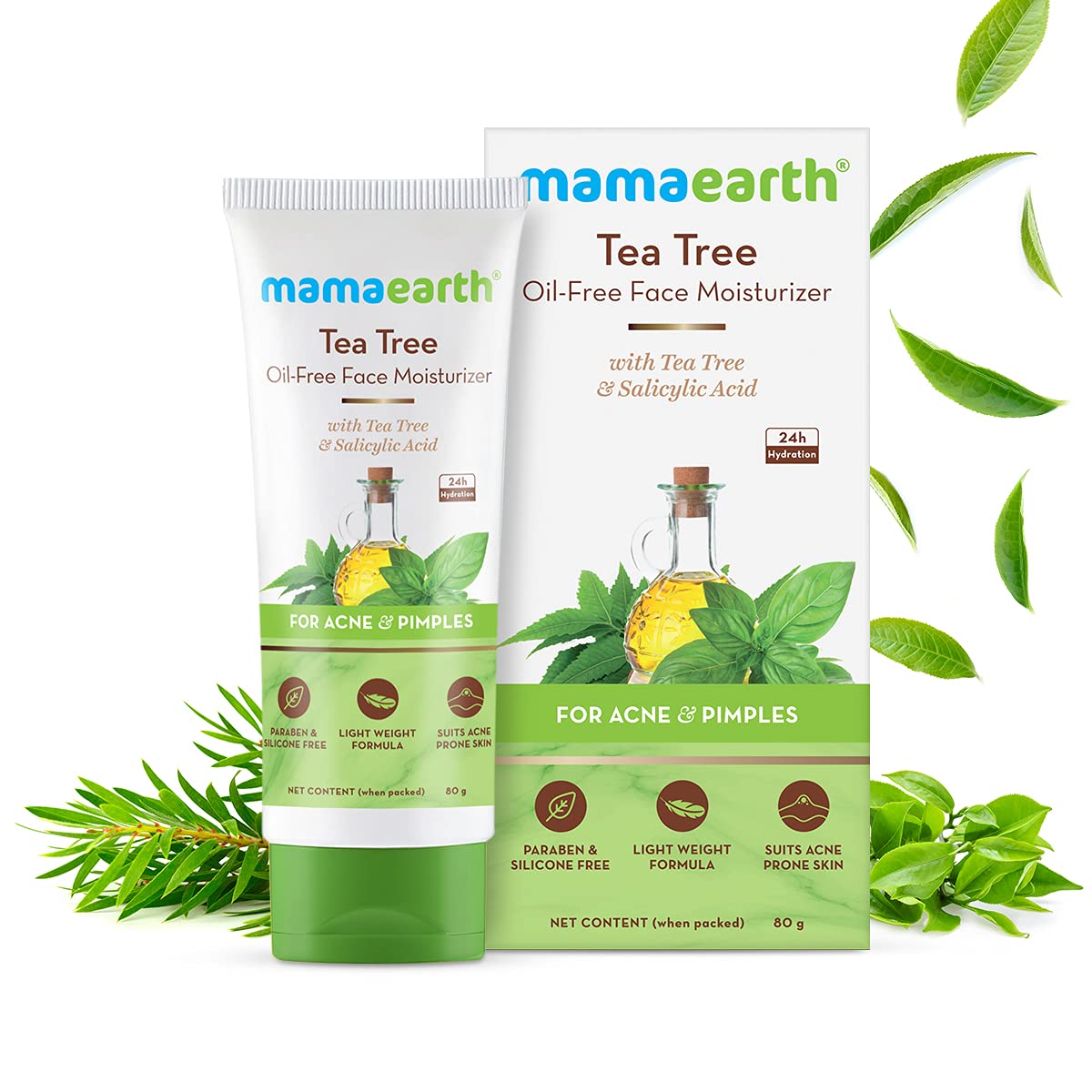 Picture of Mamaearth Tea Tree Oil-Free Moisturizer For Face For Oily Skin With Tea Tree & Salicylic Acid For Acne & Pimples 80g