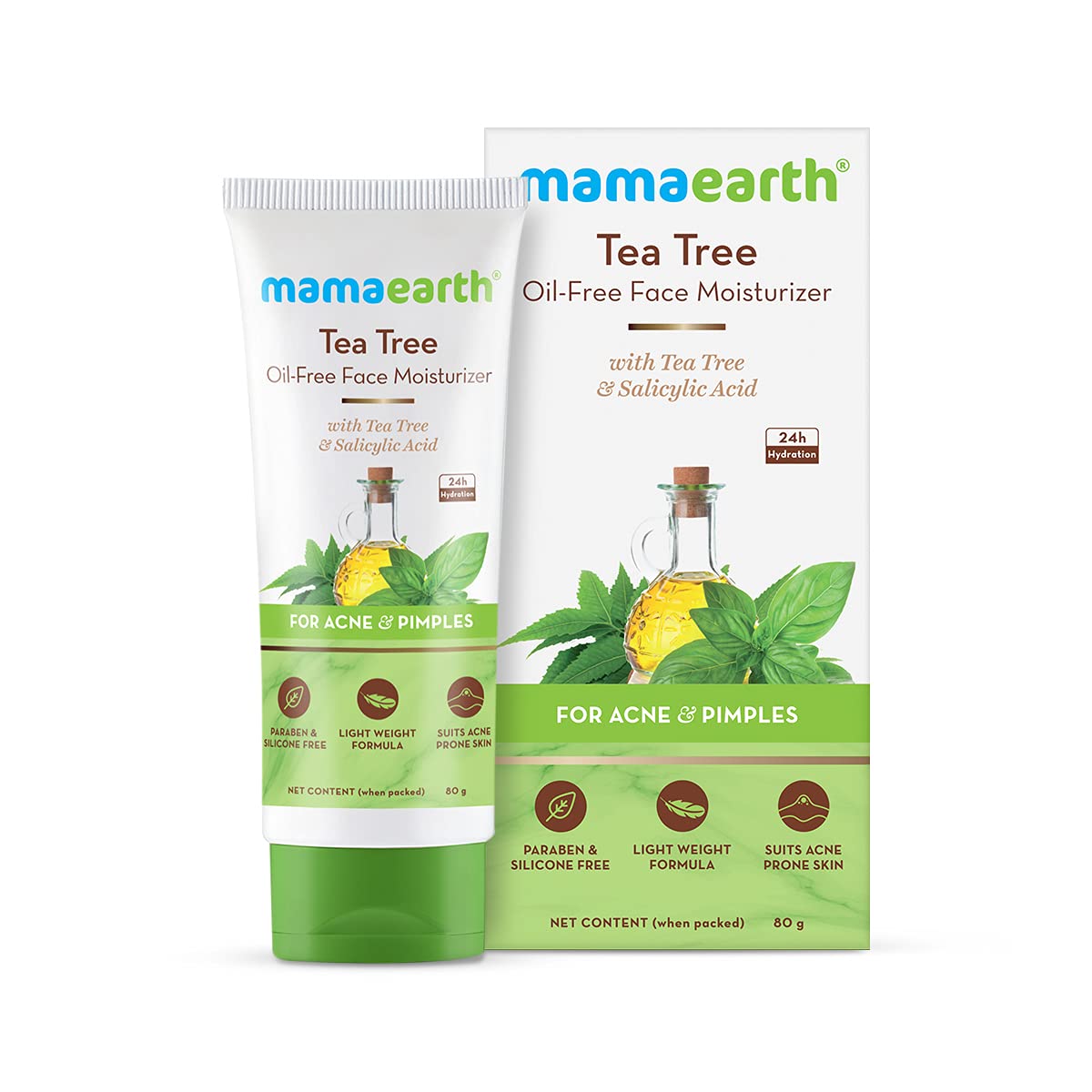 Picture of Mamaearth Tea Tree Oil-Free Moisturizer For Face For Oily Skin With Tea Tree & Salicylic Acid For Acne & Pimples 80g