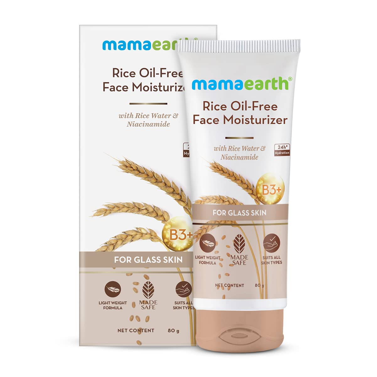 Picture of Mamaearth Rice Oil-Free Face Moisturizer for Oily Skin, With Rice Water & Niacinamide for Glass Skin - 80 g