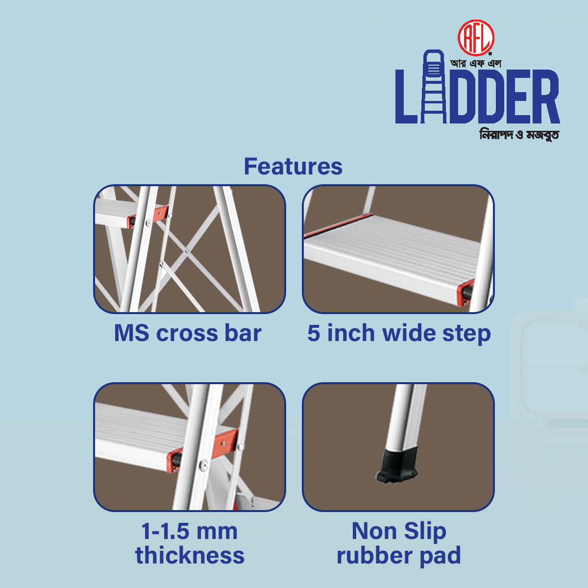 Picture of RFL House Hold Ladder 5 Step Wide 