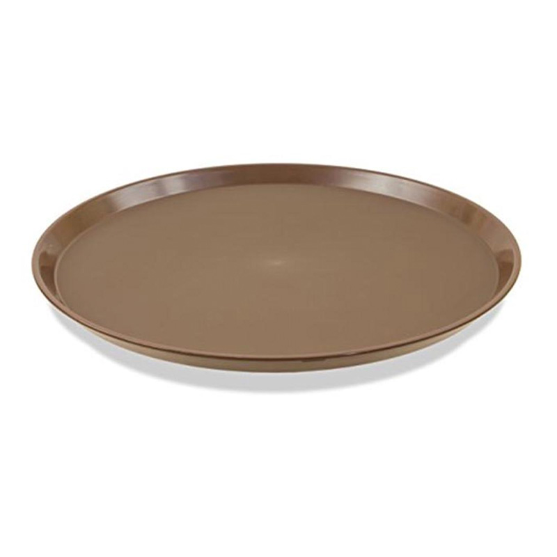 Picture of Round  Serving Tray Fiber Non-Slip S/S Ring Brown 11.0" tray - 1100FBS