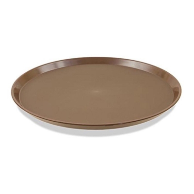 Picture of Round  Serving Tray Fiber Non-Slip S/S Ring Brown 11.0" tray - 1100FBS