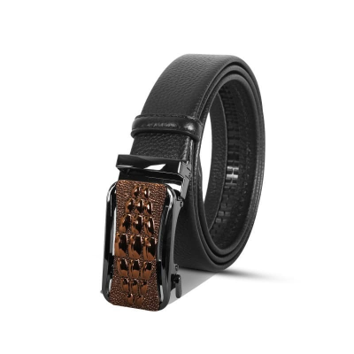 Picture of Croco Style Black Leather Gear Belt For Men SB-IB076