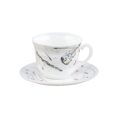 Picture of Opal Glass Tea & Coffee Cup & Saucer 1+1= 2 Pcs Set – X190/821