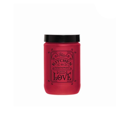 Picture of Decorated Square Storage Canister 1.5lt Red Color 147015-801