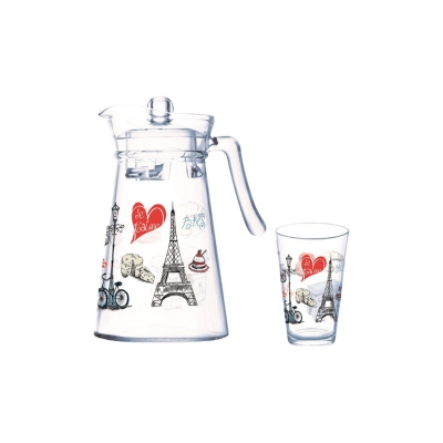 Picture of Arcopal Love Paris Florero Water Jug Set | Elegant & Durable Glassware for Everyday Use  - 7 Pcs P9813