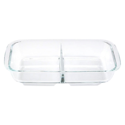 Picture of High Borosilicate Glass Rectangular Separation Baking Dish - 2.2 Ltr | Heat-Resistant, Durable & Ideal for Baking - HSAP25LD