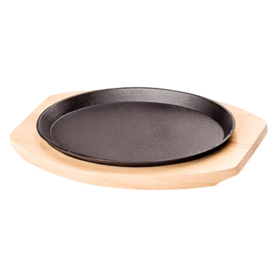 Picture of Cast Iron Sizzling Plate Wood Base - Oval Shape – T12CPSM