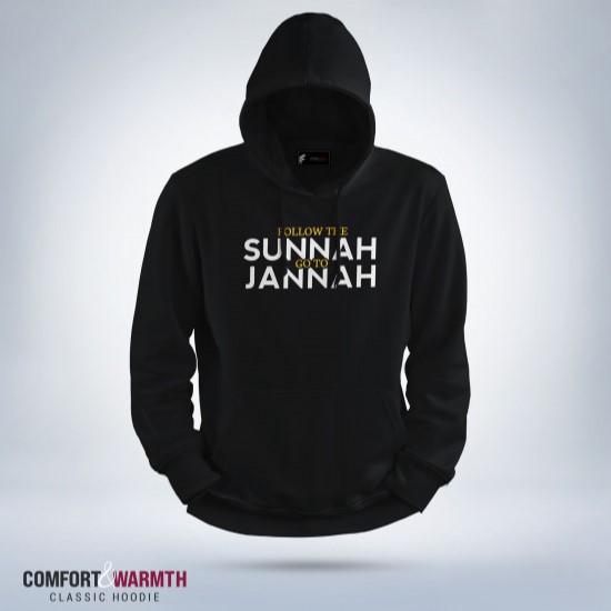 Picture of “Follow the sunnah go to Jannah” Islamic Hoodie (Black)