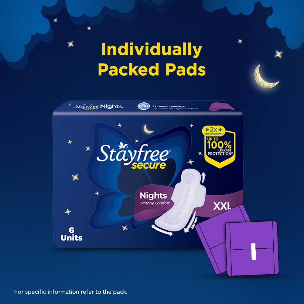 Stayfree Secure Nights Cottony Comfort XXL Thick Sanitary Napkins, with Wings 6 pads IDConline shop bangladeshothoba.com