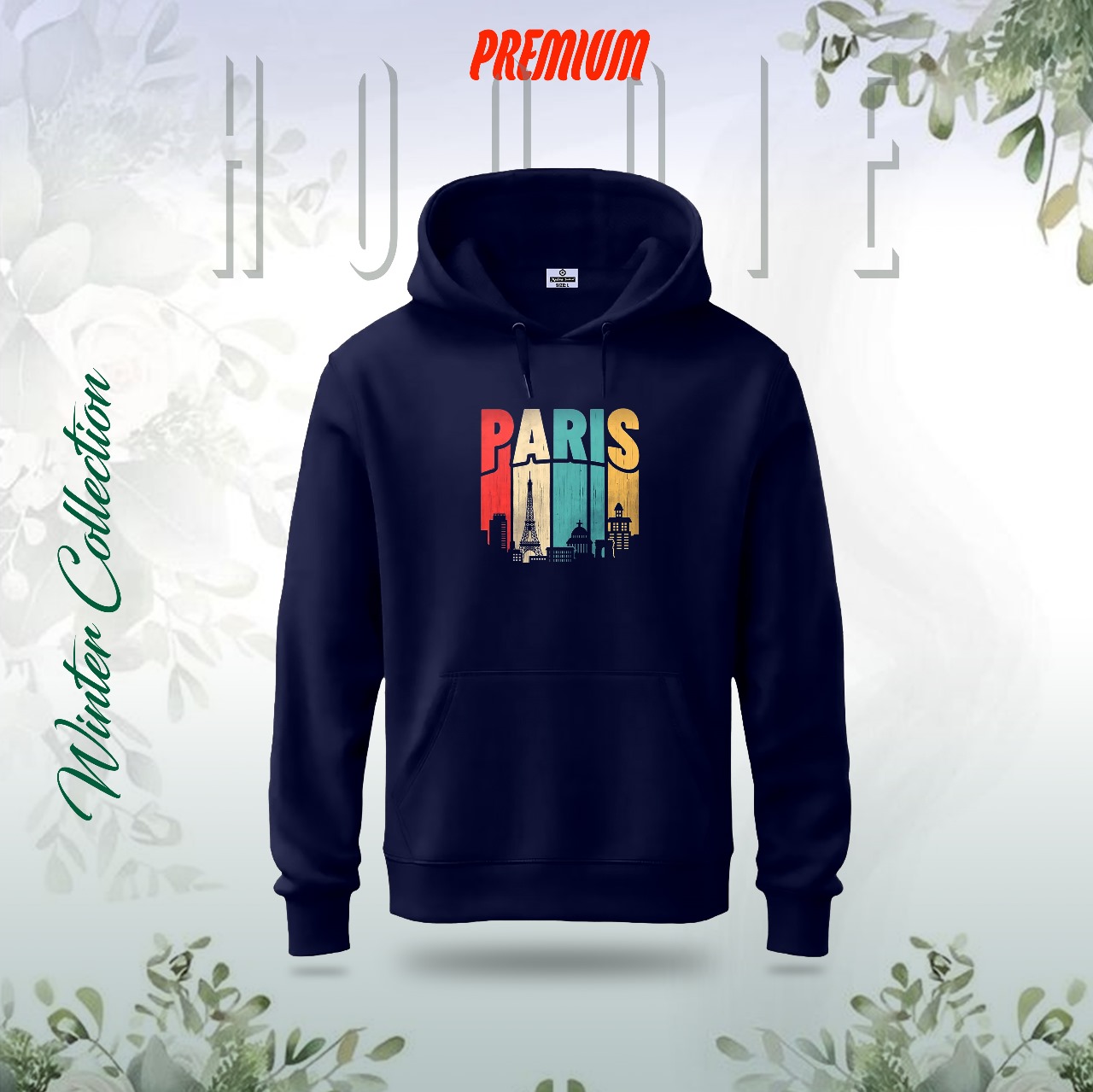 Picture of "PARIS" Men's Premium Hoodi (Nevy Blue)