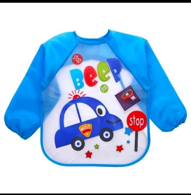 Picture of Full Sleeves Washable Waterproof Feeding Bib for Babies and Kids - Random Color