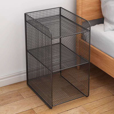 Picture of Stylish Metal Side Table Bedside Rack Wrought Iron Bedside Table Bedside Living Room Cabinet Shelf Bedroom Storage Rack Side Table Book Shelf