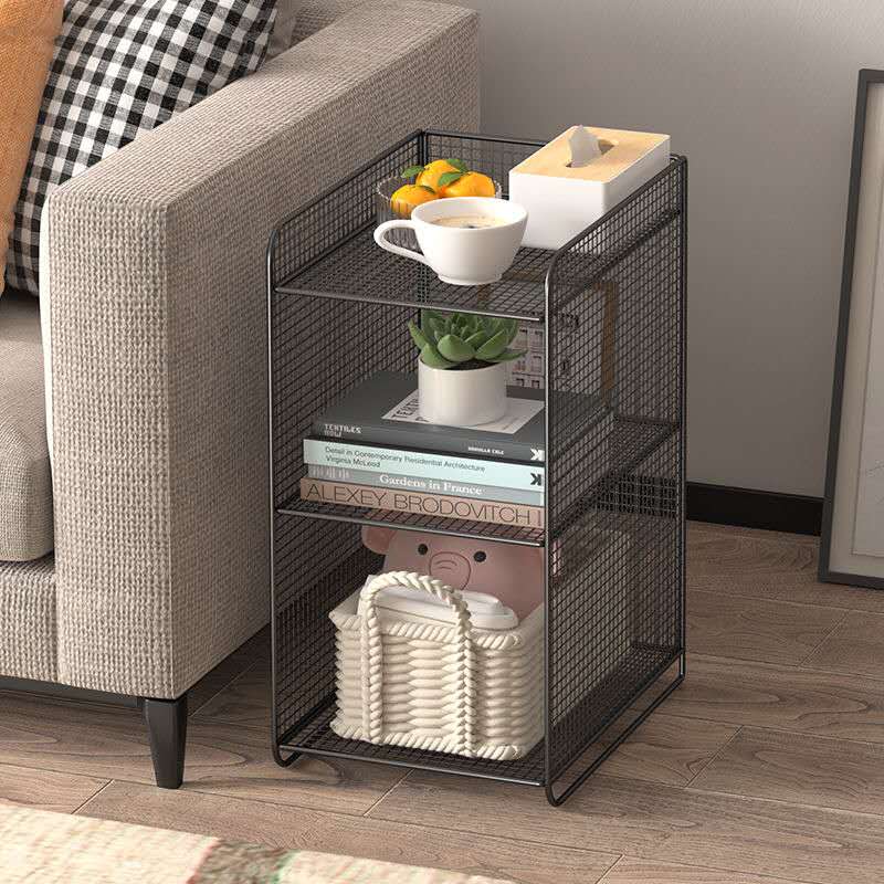 Picture of Stylish Metal Side Table Bedside Rack Wrought Iron Bedside Table Bedside Living Room Cabinet Shelf Bedroom Storage Rack Side Table Book Shelf