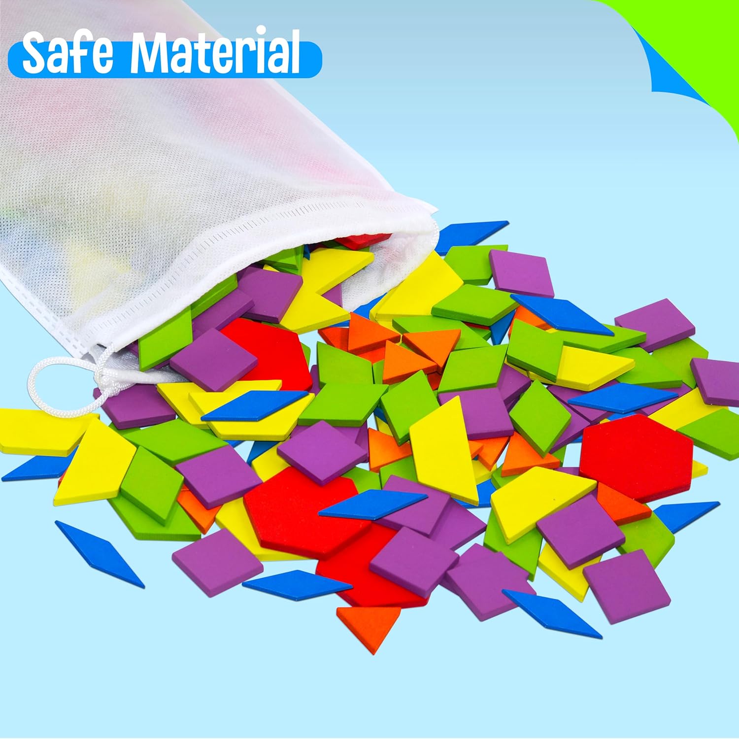 Picture of 160 Pcs Creative Pattern Blocks Geometric Shape Puzzle Graphical Early Educational Tangram Toy Board Game