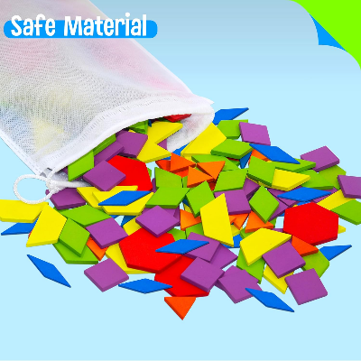 Picture of 160 Pcs Creative Pattern Blocks Geometric Shape Puzzle Graphical Early Educational Tangram Toy Board Game