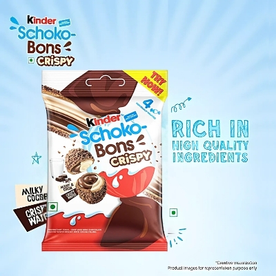 Kinder Schoko-Bons Crispy 4pcs Milk And Cocoa Flavor 22.4 gm IDConline shop bangladeshothoba.com