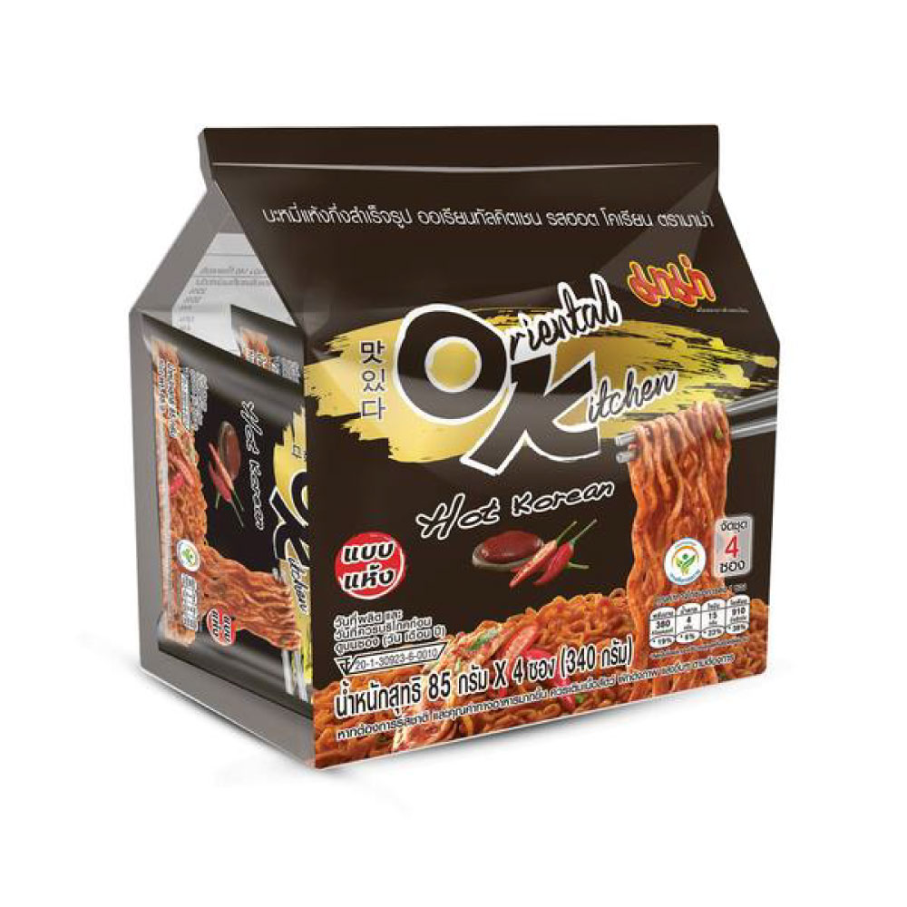 Picture of Mama Instant Noodles Oriental Kitchen Hot Korean Flavour Family Pack 4*85gm