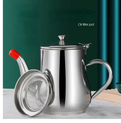Picture of Stainless Steel Oil Strainer Pot Container Jug Storage Can With Filter Cooking Oil Pot Kitchen Large Capacity