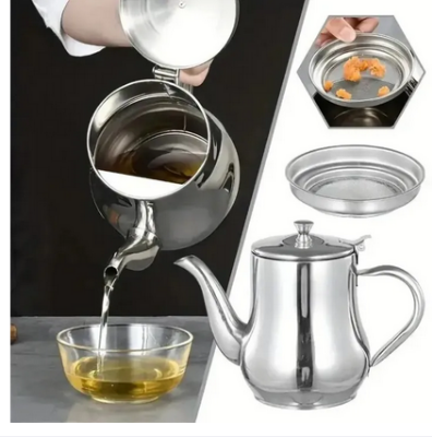 Picture of Stainless Steel Oil Strainer Pot Container Jug Storage Can With Filter Cooking Oil Pot Kitchen Large Capacity
