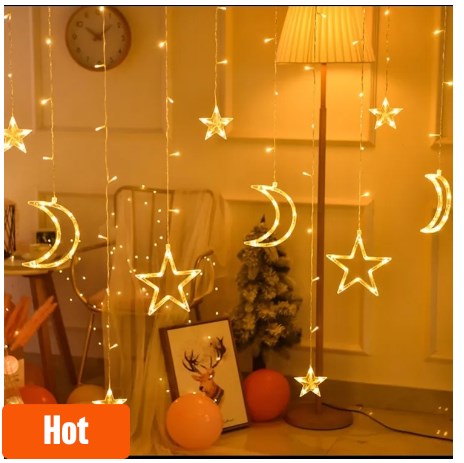 Picture of Moon Star LED Fairy Light for Curtains- 16 feet, 3 Moon, 3 Star, 6 Small Star
