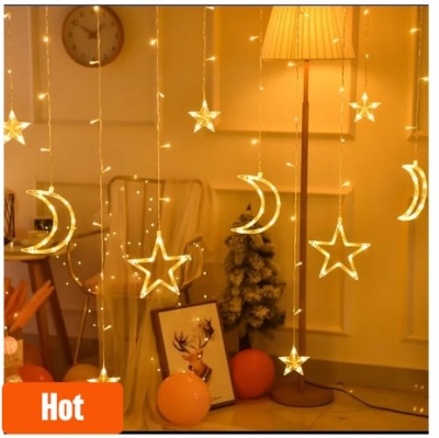 Picture of Moon Star LED Fairy Light for Curtains- 16 feet, 3 Moon, 3 Star, 6 Small Star