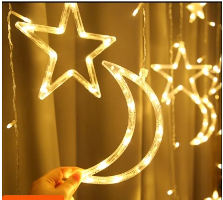 Picture of Moon Star LED Fairy Light for Curtains- 16 feet, 3 Moon, 3 Star, 6 Small Star