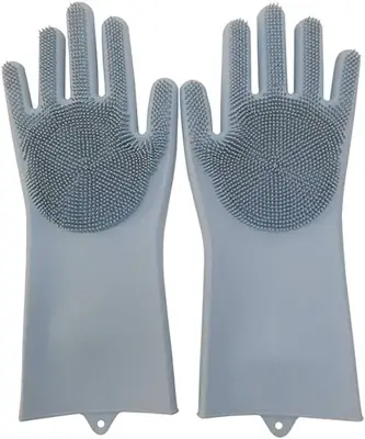 Picture of Silicon dish washing kitchen hand gloves for women