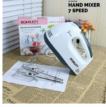 Picture of Scarlett Electric 7 Speed Hand Mixer with 4 Pieces Stainless Blender,Powerful 180W Motor - Food Preparation - Mixers