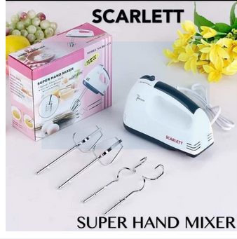 Picture of Scarlett Electric 7 Speed Hand Mixer with 4 Pieces Stainless Blender,Powerful 180W Motor - Food Preparation - Mixers
