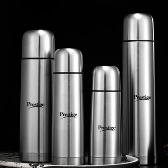 Picture of Prestige Thermopro Flask, Stainless Steel Insulated Hot or Cold Bottle Flask, 350 ml,500ml, 750ml & 1000ml, Silver vacuum flask