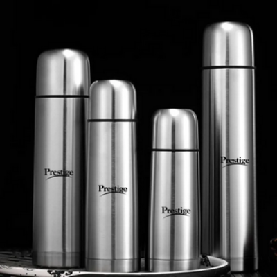 Picture of Prestige Thermopro Flask, Stainless Steel Insulated Hot or Cold Bottle Flask, 350 ml,500ml, 750ml & 1000ml, Silver vacuum flask