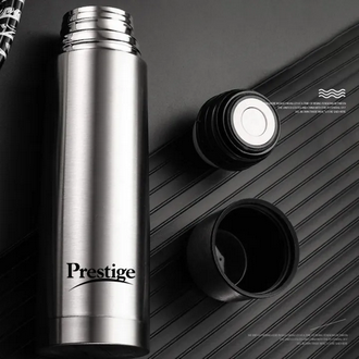Picture of Prestige Thermopro Flask, Stainless Steel Insulated Hot or Cold Bottle Flask, 350 ml,500ml, 750ml & 1000ml, Silver vacuum flask