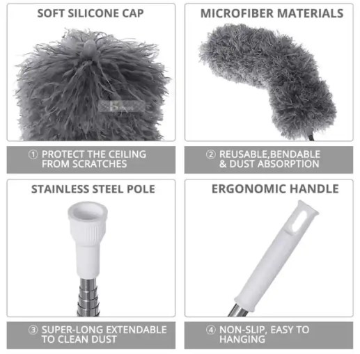 Picture of Microfiber Dusting Retractable Household Cleaner Feather Duster Car Sweeper From the Dust Brush