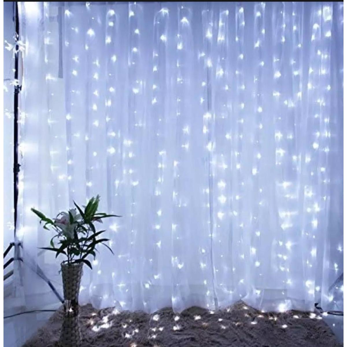 Picture of LED Curtain String Fairy Light 9.8x9.8 ft 8 Modes, Plug in Lights, Cool White, Indoor Outdoor Decorative Wall Window String Lights for Bedroom, Party, Backdrop - Room Decoration Light