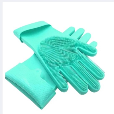 Picture of High Quality Silicone Dish Washing Kitchen Hand Gloves - Multicolor