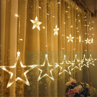 Picture of Moon Star LED Fairy Light for Curtains- 16 feet, 3 Moon, 3 Star, 6 Small Star - Fairy Lights