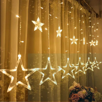 Picture of Moon Star LED Fairy Light for Curtains- 16 feet, 3 Moon, 3 Star, 6 Small Star - Fairy Lights