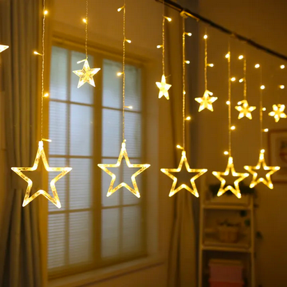 Picture of Big Shape Star Fairy String Light for Curtains- 16 feet, 6 Big Star, 6 Small Star