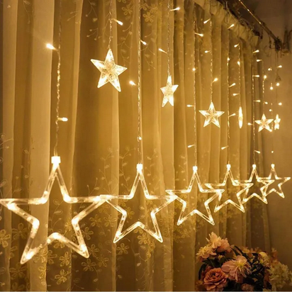 Picture of Big Shape Star Fairy String Light for Curtains- 16 feet, 6 Big Star, 6 Small Star